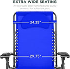 Best Choice Products Oversized Zero Gravity Chair, Folding Outdoor Patio Lounge Recliner w/Cup Holder Accessory Tray, Pillow - Cobalt Blue