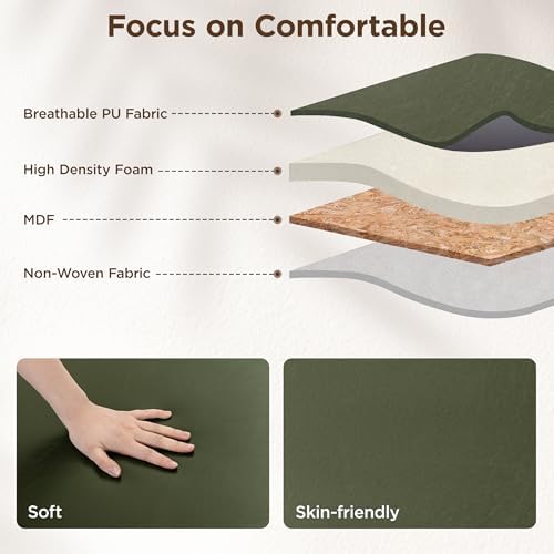 FiveWillowise 64” Storage Benches, End of Bed Bench with Storage,Dark Green | Large Upholstered Storage Ottoman with Tufted, Faux Leather Window Bench with Nailhead Trim for Bedroom, Entryway, Closet