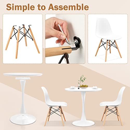 GIANTEX Round Dining Table Set for 2, 32" Kitchen Table and Chairs with ...
