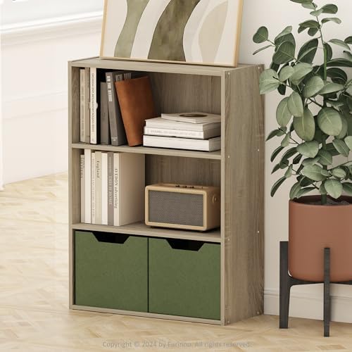 Furinno PASIR Book Shelf, 3-Tier Bookshelf, Storage Shelves Bookcase, 9.7 x 2...