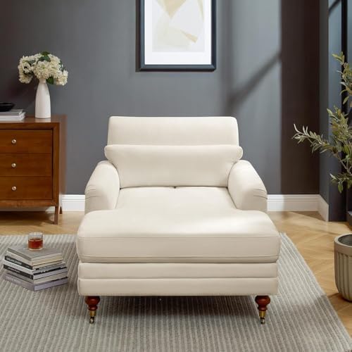 VANOMi 59.45'' Chaise Lounge Chair with Adjustable Backrest, Chenille...