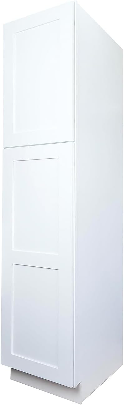 Hollywood Fabiani Design Pantry Wall Kitchen Cabinet - 18 in. W x 24 in. D x 84 in. H, Shaker White - Solid Wood Frame, 1/2-Inch Cabinet-Grade Plywood, Soft-Close Doors, Ready to Assemble