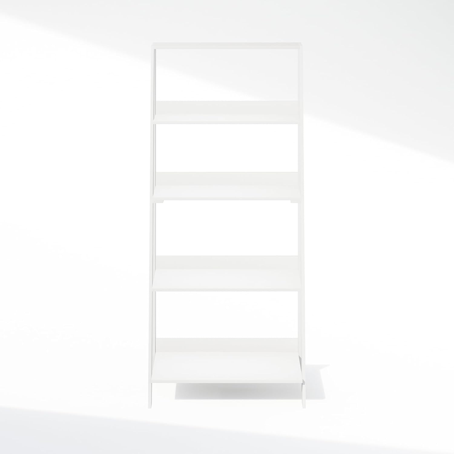 Furinno Ladder Display Shelf, 5-Tier Ladder Shelf, Standing Bookshelf, Display Storage Shelves, 13 x 23.6 x 53.5, for Living Room, Home Office, White