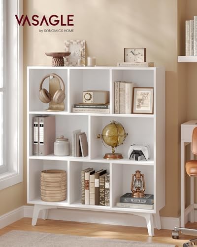 VASAGLE Mid-Century Modern 8-Cube Bookshelf, 35.4 x 9.4 x 42.3 Inch
