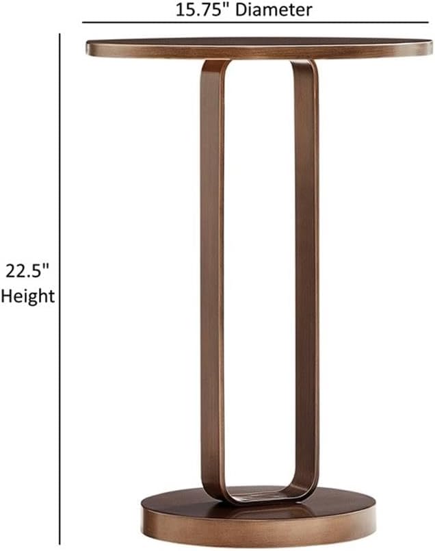 Pemberly Row Contemporary Round Accent Table, Antique Bronze Metal Finish, 15...