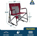 GCI Outdoor Freestyle Rocker Camping Chair | Portable Folding Rocking Chair with Solid, Durable Armrests, Drink Holder & Comfortable Backrest — Cinnamon