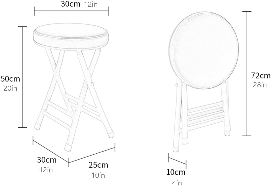 Folding Stool, 20 Inch Foldable Stool for Adults with 330 Lb Capacity, Portable Round Cushioned Padded Stool for Kitchen Dorm Vanity Garden(White)