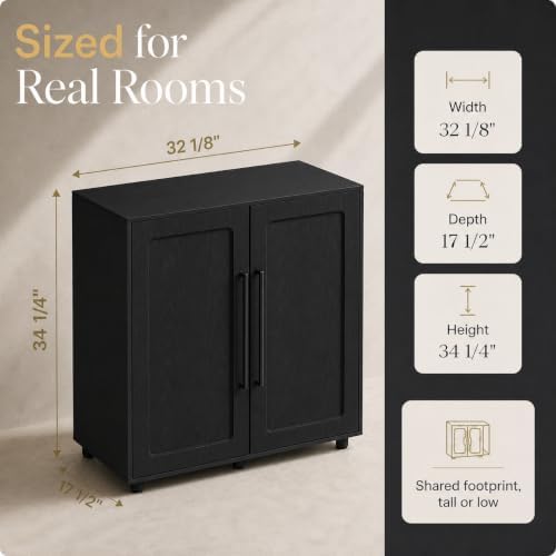 From the Tree Furniture 32 Inch Sideboard Cabinet, Black Tall Glass Door