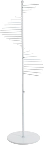 Scarf Organizer, 67" Freestanding Scarf Display Rack 30 Tiers Metal Spiral Scarf Holder Hijab Organizer Stand Belt Pants Hanger Space Saving Shelves for Clothing Store Home (White)
