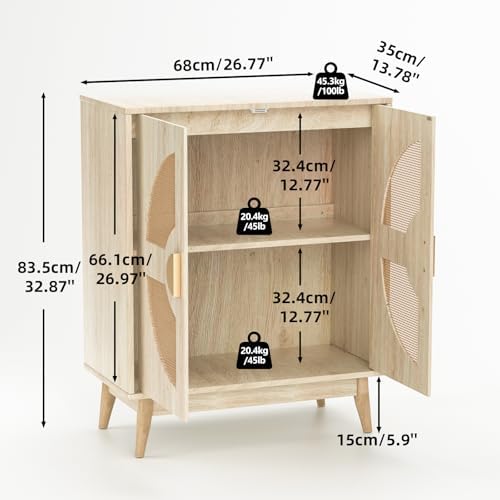 Buffet Cabinet with Storage Sideboard Accent Modern Credenza with Doors &...
