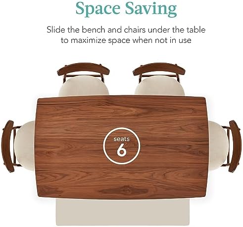 Best Choice Products 6-Piece Wooden Dining Set, Mid-Century Modern Table &amp...
