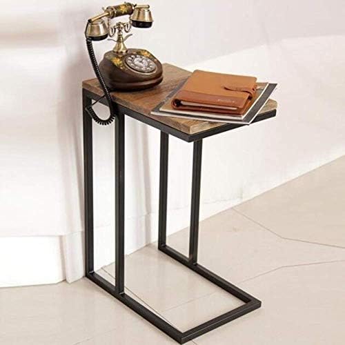 Telephone Table, C-Shaped Side Sofa Snack Table,Telephone Side Table,Solid Wo...