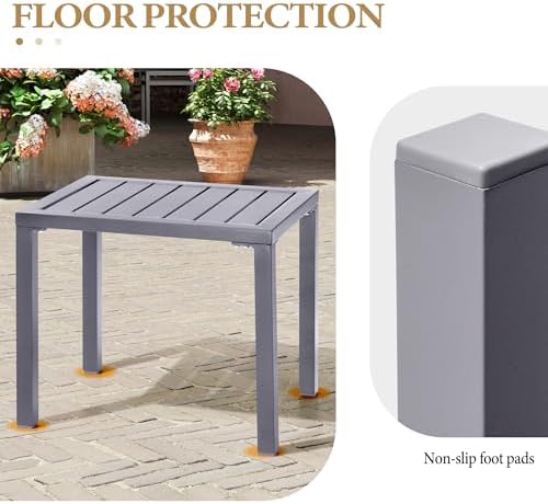 Crestlive Products Outdoor Side Table Set of 2, Aluminum Rectangular Side/End...