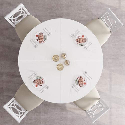 GAOMON 47 Inch Round Dining Table for 4-6 People, Circle Dinner Table with Wo...