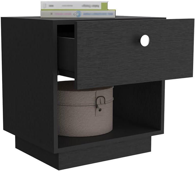 1 Drawer Nightstand, Open Lower Shelf,for Small Spaces