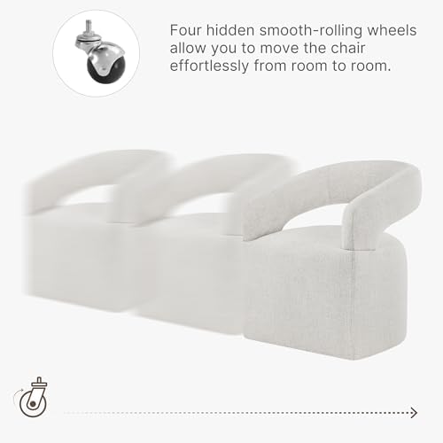 KISLOT Upholstered Dining Chairs Set of 4 with Casters, Light Beige