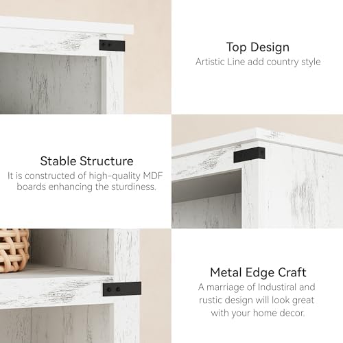 IDEALHOUSE 5 Tier Bookcase, Farmhouse Book Shelf with Storage, Tall Book Case...