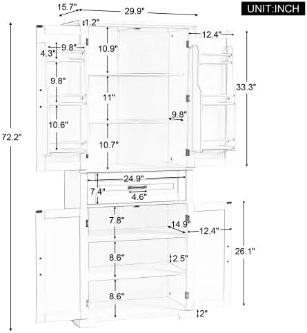 Bathroom Storage Cabinet with Doors and Drawer, Multiple Storage Space, Adjus...