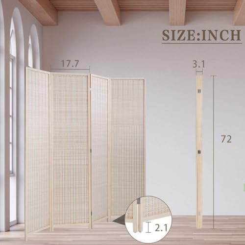 FDW 4-Panel Folding Room Divider | 6ft, Natural | Light & Portable