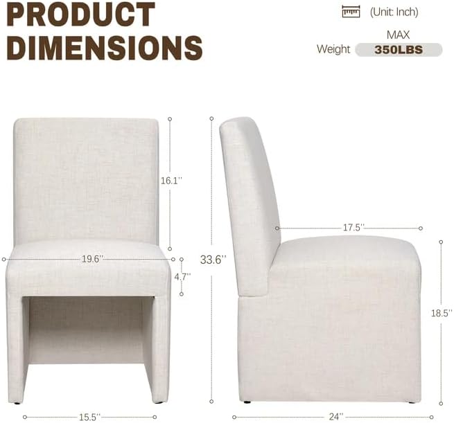 RNKSFX Beige Upholstered Dining Chairs Set of 6, Kitchen & Dining Room Ch...