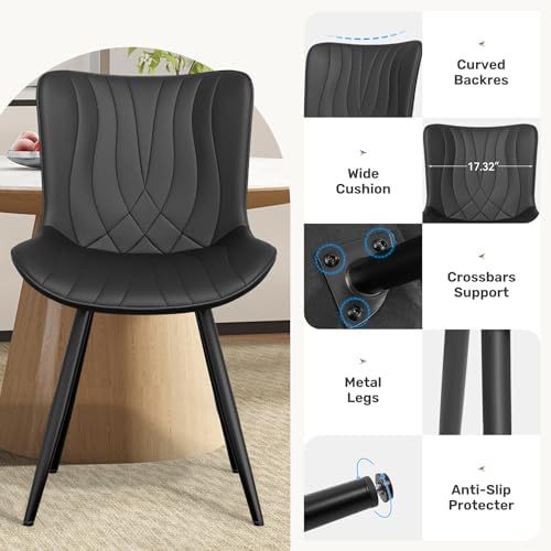 Modern Dining Chair, PU Leather Dining Room Chairs Set of 4