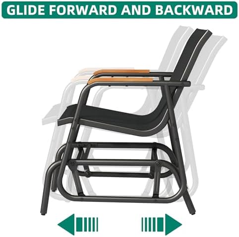 YITAHOME 3 Piece Patio Glider Set Textilene Gliders Outdoor Furniture Black |...