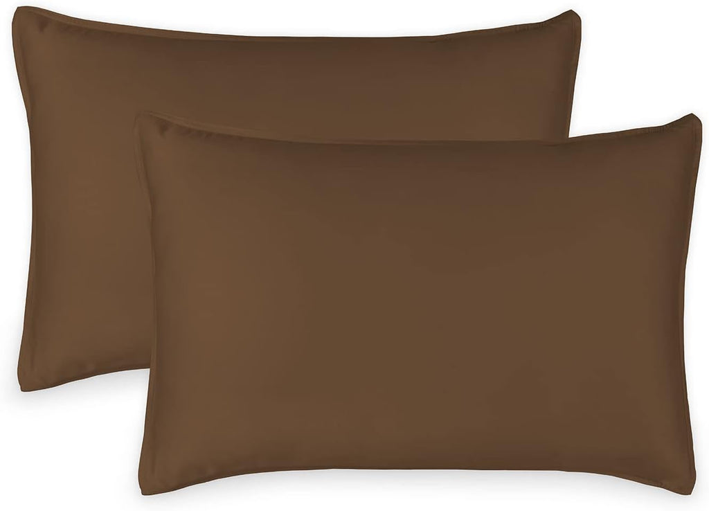 King Pillowcases by Pure Bamboo, Genuine 100% Organic Viscose Derived from Bamboo, Luxuriously Soft & Cooling, Double Stitching, Envelope Closure (2 King Pillowcases, Coconut Husk)