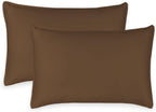 Queen Pillowcases by Pure Bamboo, Genuine 100% Organic Viscose Derived from Bamboo, Luxuriously Soft & Cooling, Double Stitching, Envelope Closure (2 Queen Pillowcases, Coconut Husk)