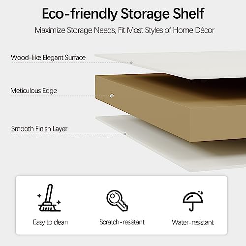Bevfint 43 Inch Tall Bookcase, White 3-Tier Shelves Bookshelf Open Storage