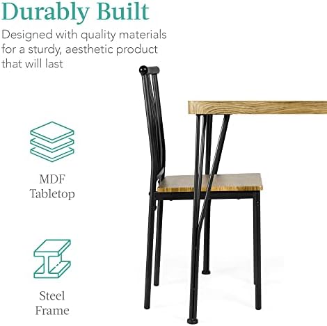 Best Choice Products 5-Piece Metal and Wood Indoor Modern Rectangular Dining ...