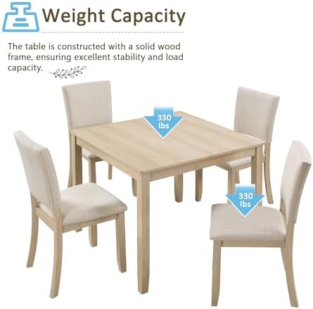 Harper & Bright Designs Modern 5-Piece Wooden Dining Table Set for 4 - Sm...