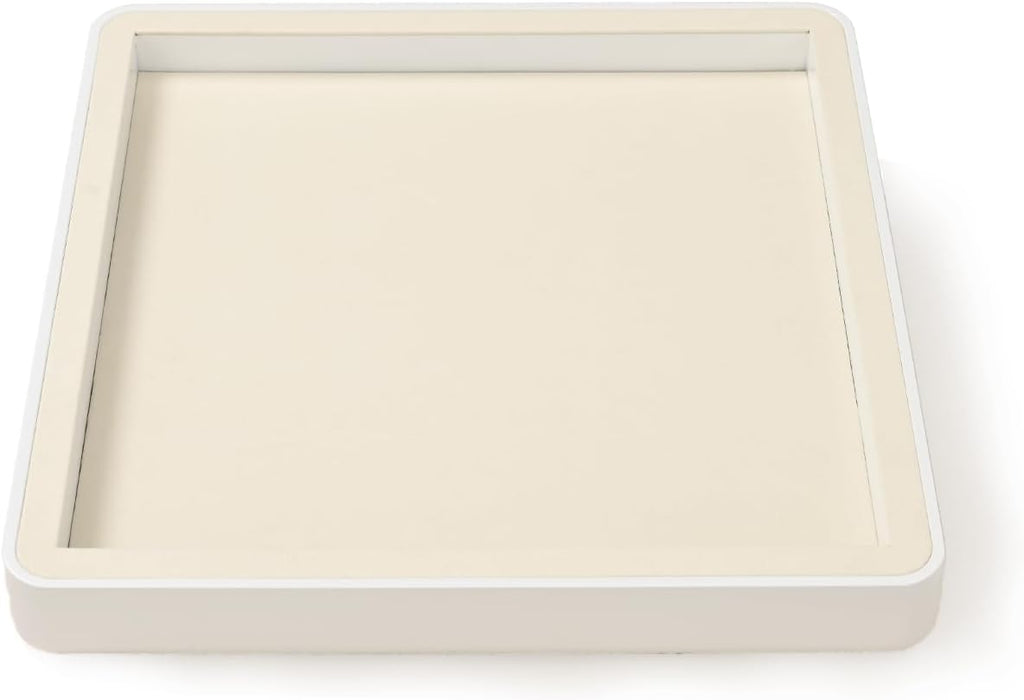 Oirlv Microfiber Jewelry Tray Showcase Display Necklace Bracelet Ring Showcase Display Empty Plate(Beige)