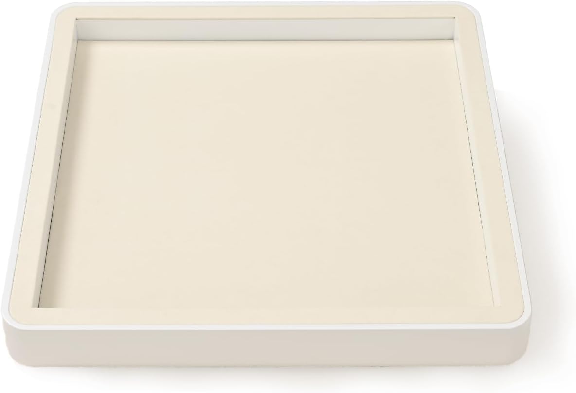 Oirlv Microfiber Jewelry Tray Showcase Display Necklace Bracelet Ring Showcase Display Empty Plate(Beige)