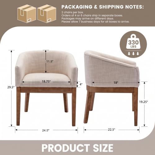 RIVOVA Mid-Century Modern Beige Dining Chairs Set of 8, Linen Upholstered Kit...