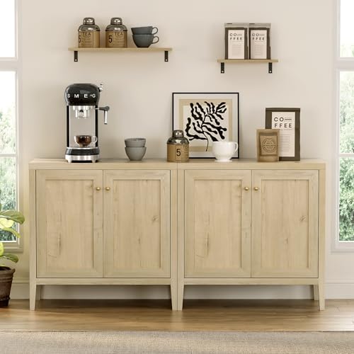 EYYTHUNG Buffet Cabinets Set of 2 with Storage, Farmhouse Sideboard Cabinet w...