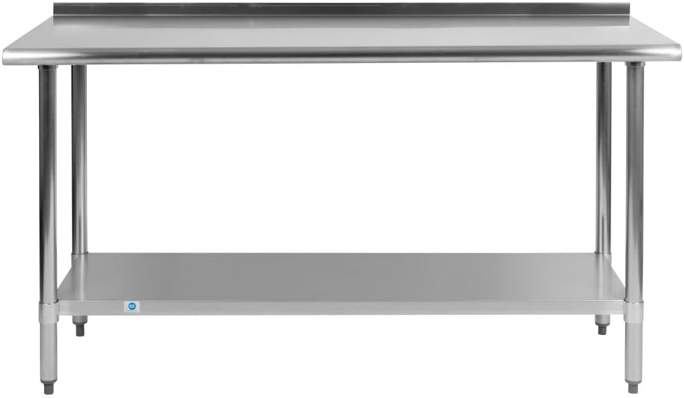 Flash Furniture Reese NSF Certified Stainless Steel Kitchen Prep and Work Table, Commercial Work Table with Storage, 60"W x 24"D x 36"H, Silver