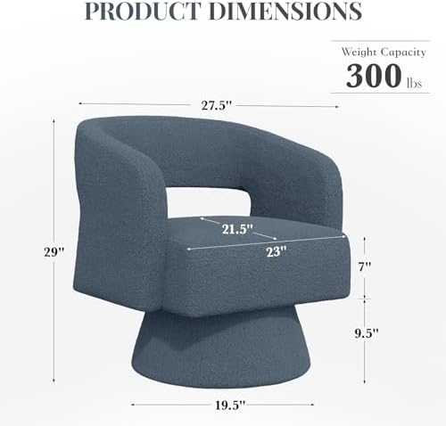 Luxanimarion Swivel Barrel Accent Chair,Oversized Teddy Upholstered Round Swi...