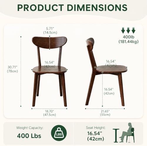 Oak Dining Chairs, Kitchen Chairs, 100% Solid Wood Modern Dinner Chair with C...