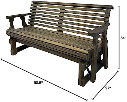 Amish Heavy Duty 800 Lb Roll Back Pressure Treated Porch Glider (4 Foot, Dark...
