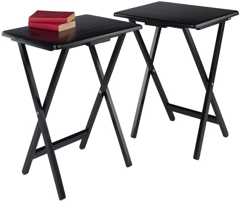Winsome Alex Set of 2 Foldable Snack Tables, Black