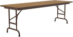 Correll Heavy Duty Adjustable Height Utility Folding Table, Melamine Top, USA Made, Strong Steel Apron, 24"x60", Medium Oak Top Brown Edge