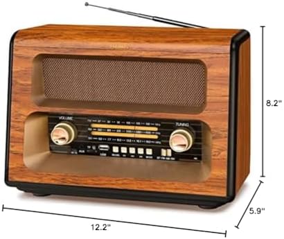 PRUNUS J-199 Large Vintage Radio Bluetooth, AM FM Radio Shortwave