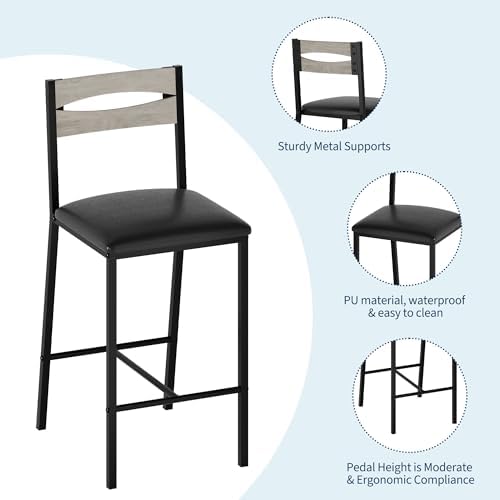 GarveeHome Dining Table Set for 2, Wood Table with Upholstered Chairs