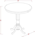 East West Furniture JACF3-OAK-C 3 Piece Kitchen Counter Height Dining Table Set Contains a Round Pub Table with Pedestal and 2 Linen Fabric Upholstered Chairs, 36x36 Inch, Oak