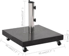 Granite Parasol Base 66.1 lb Square Black Heavy Duty Umbrella Stand with 2 Locking Bolts, 1 Adapter for 1.5"/1.9" Poles, 4 Castors for Easy Movement