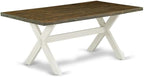 East West Furniture X077MZ001-9 9 Piece Dining Room Table Set Includes a Rectangle Dining Table with X-Legs and 8 Cream Linen Fabric Upholstered Parson Chairs, 40x72 Inch, Multi-Color