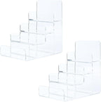 Acrylic Wallet Display Stand Purse Handbag Organizer, Clear Jewelry Riser Display Stand Purse Display Rack, Acrylic Display Shelf for Cosmetic Perfume Jewelry Sunglasses Handbag (2 PCS-4 Tier)