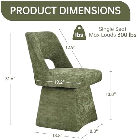 VKNOW Upholstered Swivel Dining Chairs Set of 4 with Curved Open Back