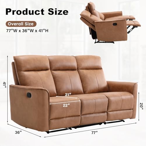 CANMOV Manual Loveseat Recliner Sofa, Wall-Hugger 3 Seat Reclining Love Seat ...