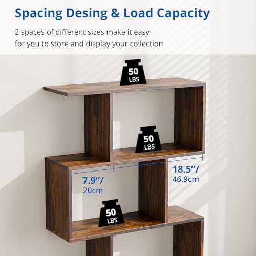 Cozy Castle Set of 2 Geometric Bookcase, S-Shaped Modern Bookshelf, Room Divi...
